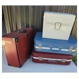 Hard-Shell Suitcases in Red, Blue, White