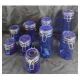 Cobalt Blue Glass Canisters With Clamp Lids