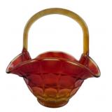 11ï¿½ï¿½ Amberina Glass Basket With Diamond Pattern