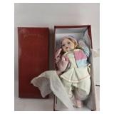 Porcelain Doll With Box, Pink Outfit