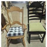 Wood Spindle Back Rocking Chair With Riveted Seat
