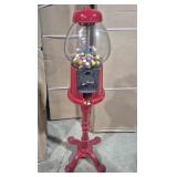 Metal Bubblegum Machine On Stand With Glass Globe