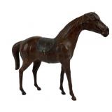 Leather-Covered Horse Figurine With Saddle