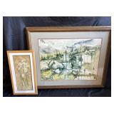 Framed art prints: abstract landscape, flowers