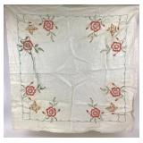 Embroidered Floral Tabletopper With Butterfly Desi