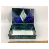 Leaded Stained Glass jewelry Box With Mirrored Int