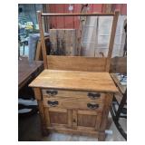 Tiger Oak Washstand Featuring A Towel Bar &