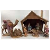 Ceramic Atlantic Mold Nativity Scene With Figures,