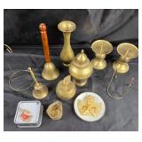 Brass Candlesticks, Vases, Bells, Angel Figurine