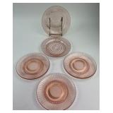 (4) Pink Depression Glass Plates