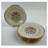 (6) Lenox Holiday Holly Ribbon Saladï¿½Plates