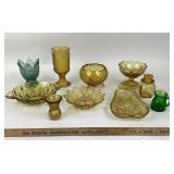 Glassware in Amber And Green Glass