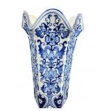 Blue White Floral Hexagonal Ceramic Vase