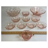 Pink Glass Bowls: Jeannette Cubist, Hazel Atlas, E