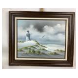 Framed Lighthouse Oil Painting by Danil