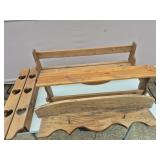 Wood Shelves (4) Hanging Bars, Pegs & Heart Cut