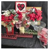 Holiday Decor with Poinsettias, Candle Holders, La