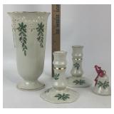 Lenox Holiday Vase, Candlesticks, Bell