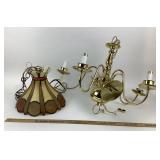 Brass Chandelier, Plastic Stained Glass Hanging La