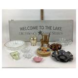 Decorative Glassware, Plates, Lake Sign, Juicer