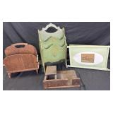 4 wood magazine racks, mail organizers