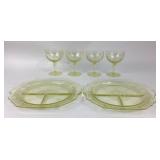 Depression Glass Plates, Sherbet Glasses