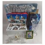 Porcelain Village Set, Nativity Hurricane, Crystal