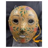 Decorative Brass Mask With Floral Motif