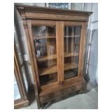 Walnut Bookcase With 2 Bottom Drawers On Wheels