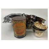 Orange Blossom Talcum Tin, Metal Dish, Silver Cups