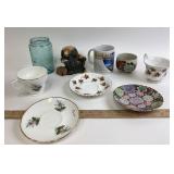 Boyd's Bears Figurine, Ball Jar, Teacups & Saucers