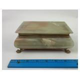 Green Marble Jewelry Box With Brass Feet