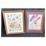 Framed artwork: Victorian Woman, Cherubs