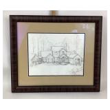 Signed Architectural Pencil Drawing by B. Gardner