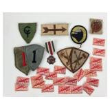 Military Patches, Brooch, & Air Mail Stamps