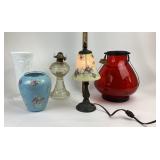 Glass Vases, Oil Lamp, Table Lamp