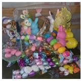 Easter Decor With Plastic Eggs, Bunny Figures
