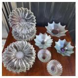 Glass Floral Plates And Star-Shaped Bowls