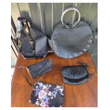 Black, Floral, Satin, and Faux Leather Handbags