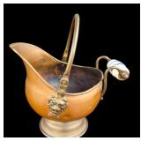 Brass Coal Scuttle With Porcelain Handle