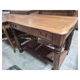 Oak Library Table/Desk With Chunky Turned Legs &