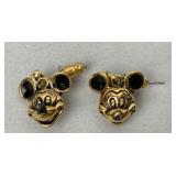 Gold Tone Mickey Mouse Earrings