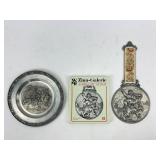 (2) Decorative Zinn German Medallion Wall Plaques