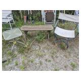 Glass Top Outdoor Side Table, Wood Bench (40 in.