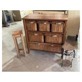 Wicker dresser, 2 plant stands