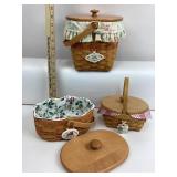 Lidded Longaberger Baskets & Porcelain Charms