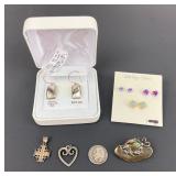 .925 Sterling Silver abalone earrings 4.00g TW