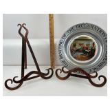 Pewter Bradford Declaration Plate & Copper Tone Ea