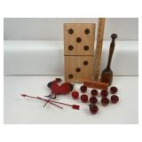 Wooden Masher, Domino, Apples, Metal Rooster