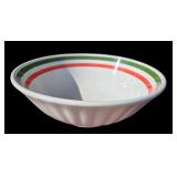YItalian Ceramic Bowl with Red, Green Stripes